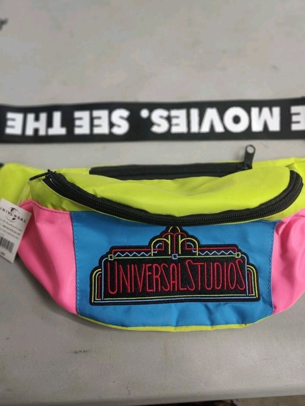 Universal Studios Retro Marquee Waist Bag Neon Pink Blue Green